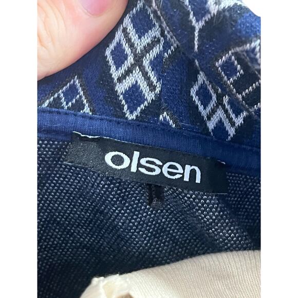 Olsen Henny Stretch Jersey Blue Geometric Top - Ladies US 6 New Made in Germany - Picture 7 of 7